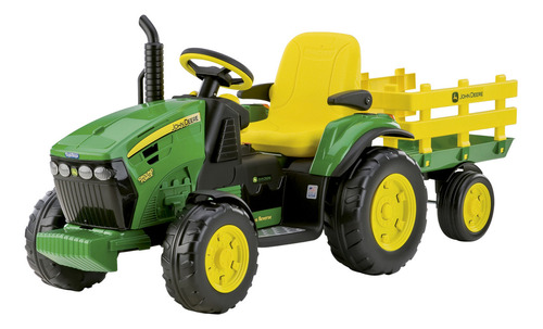 Trator a bateria para crianças Peg Perego John Deere Ground Force Trator Infantil Elétrico  cor verde/amarelo 127V