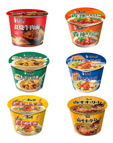 Pack 6 Sopa Instantánea Tipo Ramen Varios Sabores