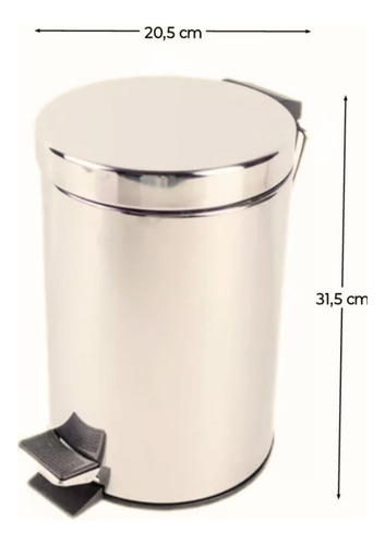 Tacho De Basura Cesto Acero Inoxidable 7 Litros Acero Inoxidable
