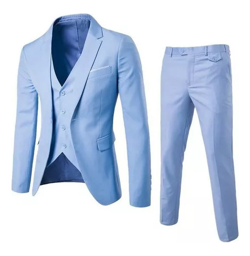 Trajes De Tres Piezas Para Hombre De Color Liso Con Descuent