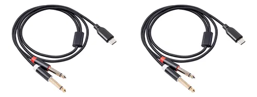 comprar 2x Cabo Estéreo De Áudio Usb C Para Áudio Duplo De 6,35 Mm C