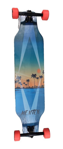 Skate Longboard Mentex 94cm Completo Montado - Coqueiro Azul