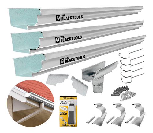 Kit Calha Moldura Galvanizada Completa Corte 28 6 Metros