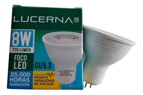 Bombillo Dicroico Led Mr16 8w 6500k 100-240v Lucerna 2 Und