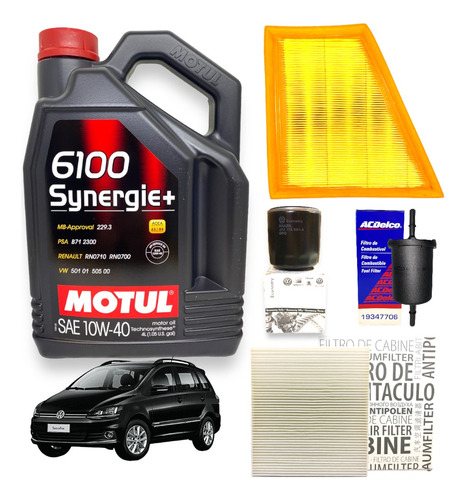 Kit 4 Filtros + Aceite Motul Vw Fox Suran 1.6 8v 2012 A 2018