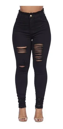Calça jeans preta cós alto 2025