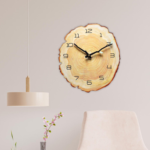 Reloj De Pared Rústico Tronco De Árbol Con Números