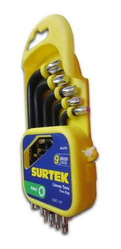 Juego Llave Torx 9 Pzs Estuche T10 A T50 Marca Surtek