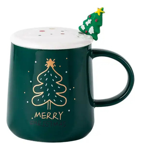 Taza Navidad Cerámica Con Cuchara De Arbolito Regalo