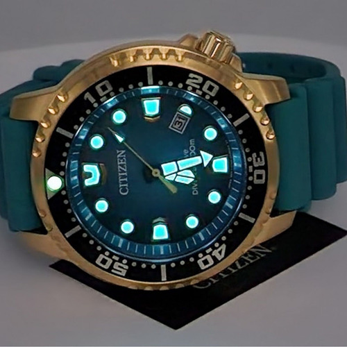 Citizen Promaster Dive Aqua Gold Dial Bn0162-02x Color del bisel Oro