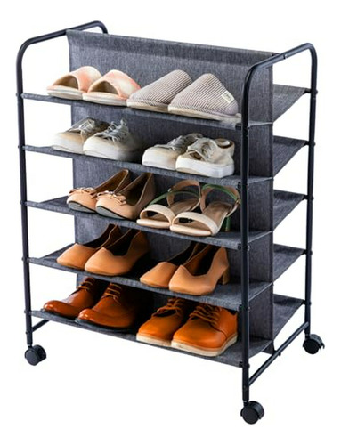 Organizador De Zapatos Con Ruedas, 30 Pares, 5 Niveles, Tela