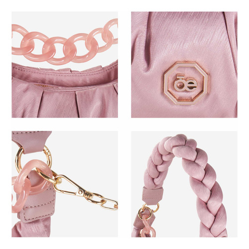 Bolsa Baguette Cloe Para Mujer Asa Al Hombro Trenzada Color Rosa