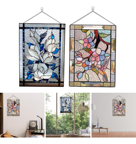Panel De Ventana Rectangular De Vidrieras De 2 Piezas Para