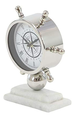 Deco 79 43508 Reloj De Mesa Con Ruedas De Acero Inoxidable Y