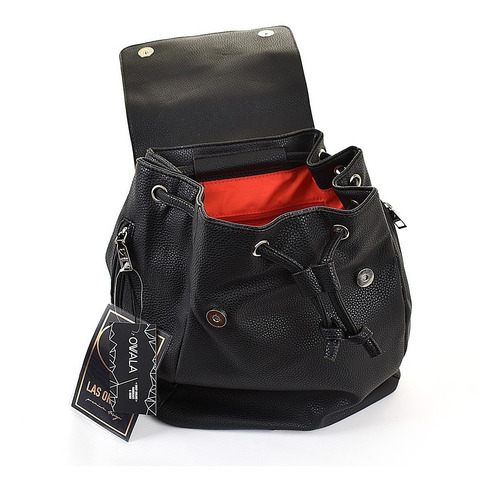 Imagen 4 de 6 de Mochila Negra Mujer Cuero Sintetico Las Oreiro Original Boca