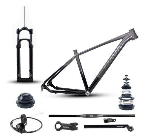 Kit Quadro Tsw Rava Nazca + Rock Shox Judy Kit Guidão Cinza