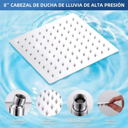 Plato Ducha Cuadrado Acero Inoxidable 25 Cms