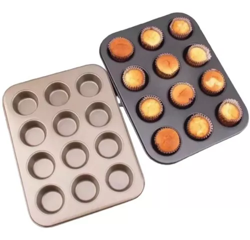 Joyfair Molde para muffins, bandeja de acero inoxidable para 12
