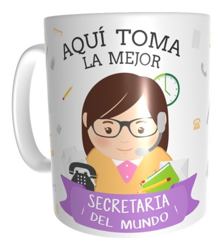 Taza Aquí Toma La Mejor Secretaria Regalo Original Cerámica