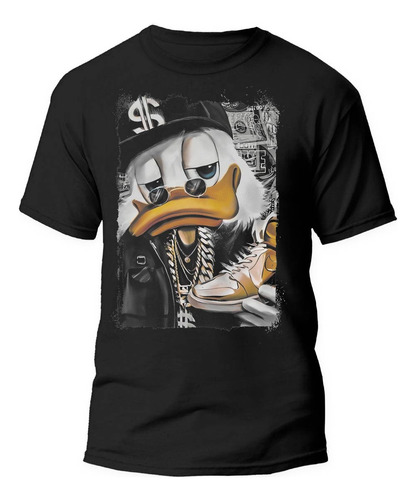 Playera Negra Estampado Rico Mc Pato 100% Algodon