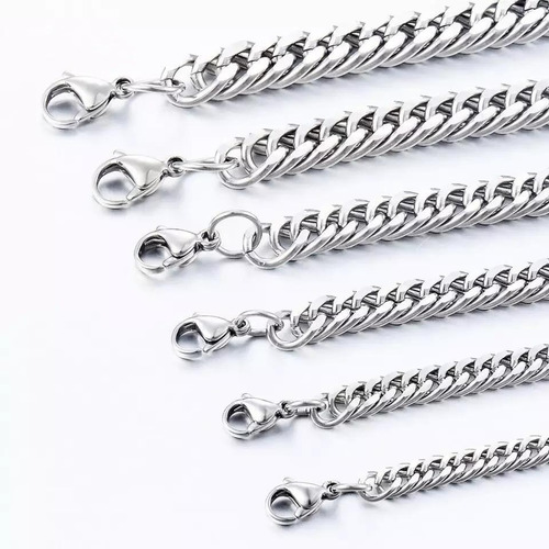 Imagen 2 de 3 de Pulsera Cubana Plateada 5.8 Mm Cadena