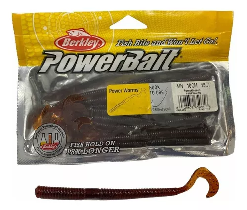 15 Señuelos Berkley Power Worms Gusano 10cm Pesca Sedal Color Pumpkin Seed