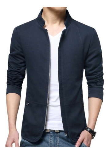 Chaqueta Tipo Blazer Casual De Algodón Con Cuello Alto Para