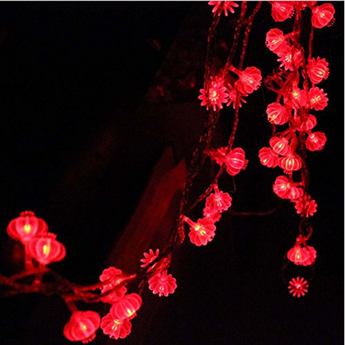 13ft 4m 40 Led Linternas Rojas Cadena De Luces Pilas Lu...