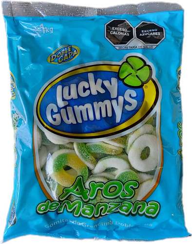 Lucky Gummys Aros De Manzana Caja 8 Bolsas 1 Kg