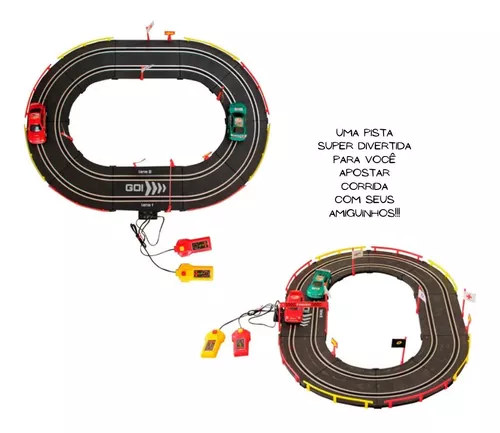 Autorama Pista de corrida Infantil Com 2 Carrinhos 88 peças