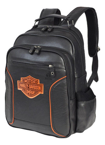 Mochila De Couro Legitimo Motoqueiro Estrada Harley Custom