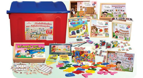 Baú Pedagógico Habilidades Alfabetização Com 10 Brinquedos