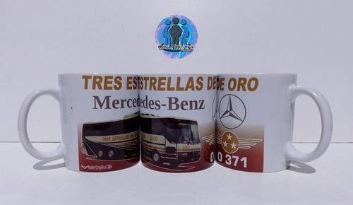 Taza Con Mercedes Benz 0371 De Tres Estrellas De Oro.