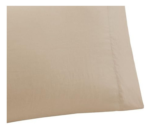Funda De Almohada King En Mezcla De Algodón Y Lino Color Be