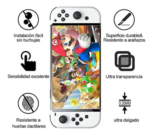 Imagen 2 de 5 de Lamina Protectora Nintendo Switch Oled Vidrio Templado