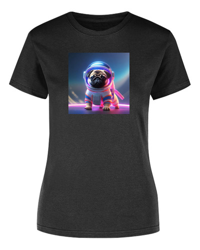 Playera Diseño Pug Astronauta - Perrito Pug En El Espacio