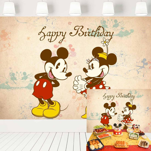 Telón De Fondo Vintage De Mickey Y Minnie Para Niños Y Niñas