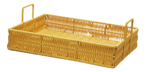 Bandeja Tejida Para Servir, Cesta Tejida, Cesta Amarillo