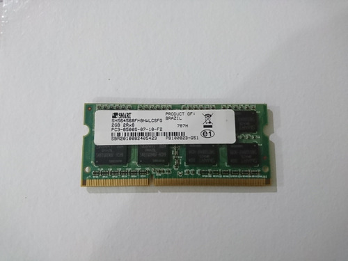 2 Unidades. Memória Smart 2gb, Notebook, Pc3-8500s-07-10-f2