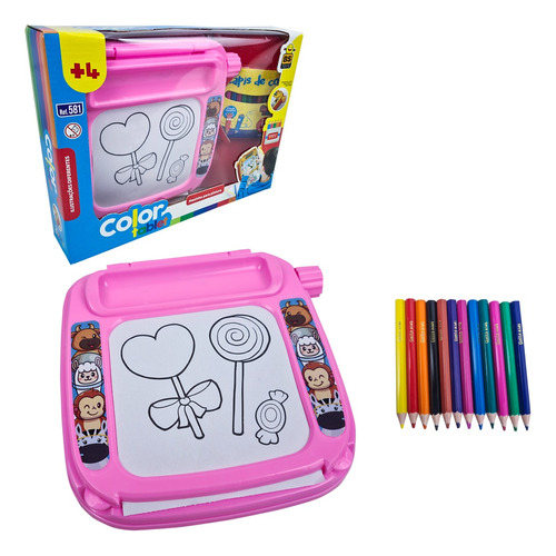Color Tablet Mesa De Desenho Infantil Com 12 Lapis - Bs Toys