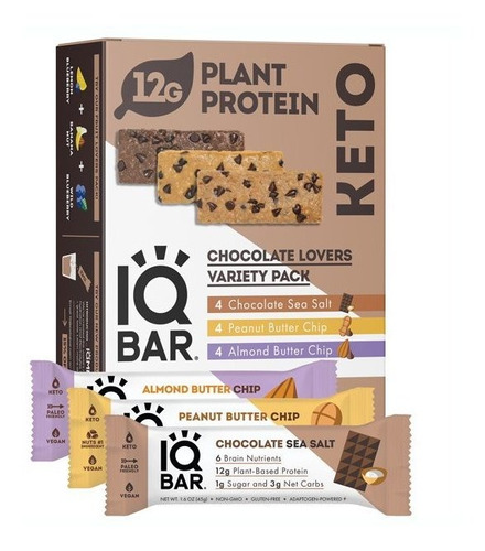 Iq Bar Galleta Barra Proteina Keto 12pzas Varios