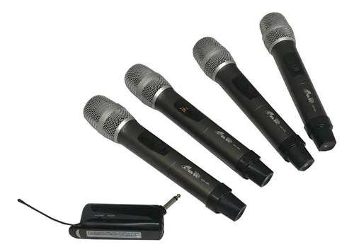 Set 4 Micrófonos Inalámbrico Mano Uhf Recargable Pc/celular 