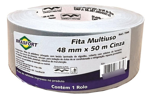 Fita Silver Tape Brasfort Multiuso 48 X 50m Cinza  7549