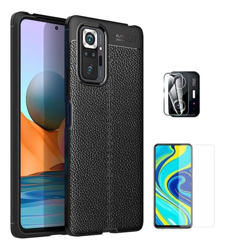 Case Carbono Autofocus Para Xiaomi Redmi Note 10 4g + Vidrio