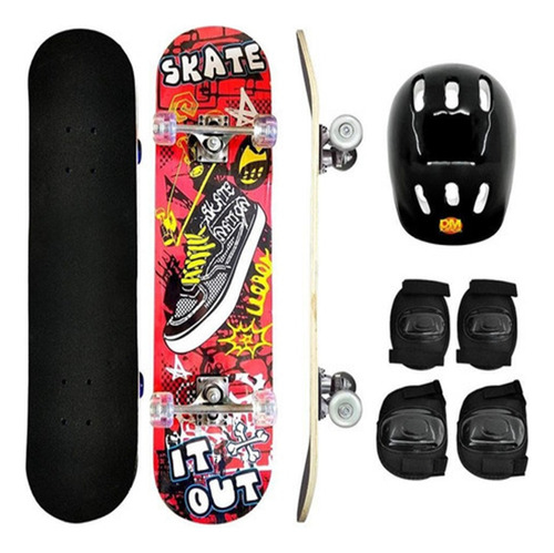 Skate Montado Completo Street Infantil Com Kit Acessórios