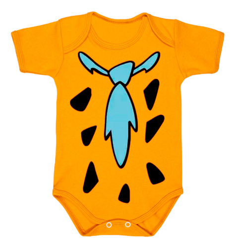 Body Bodie Borie Bebê Estampa Roupa Fred Flintstone Fantasia Laranja Gg