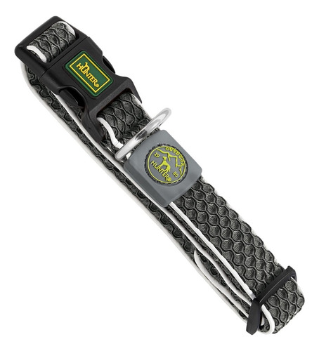 Coleira Hunter Basic String Vario para cães médios/grandes | Cor M/L | Coleira de malha cinza, tamanho M