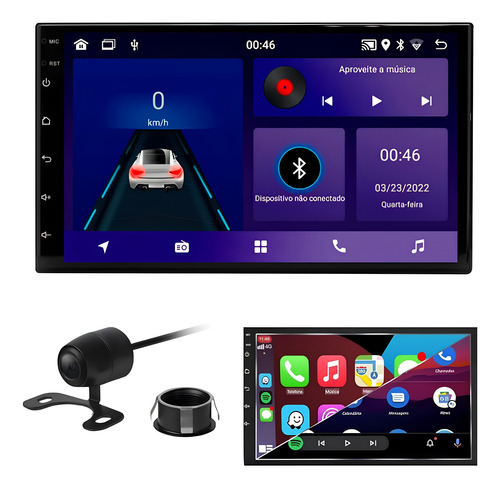 Kit Multimidia Captiva Android 13 Carplay + Moldura E Câmera
