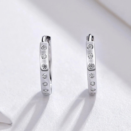 Aretes Plata 925 Pendientes Aro Huggies Chapados En Platino
