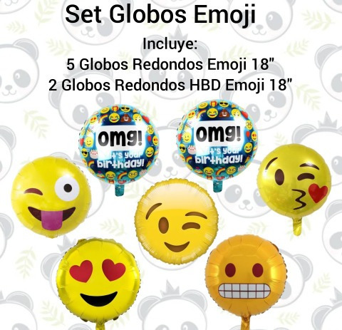Set De Globos Emoji Para Decoración Cumpleaños